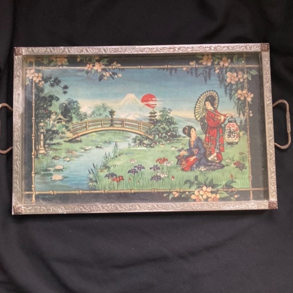 Beautiful exquisite very rare antique Chinese smoking tray 1930s